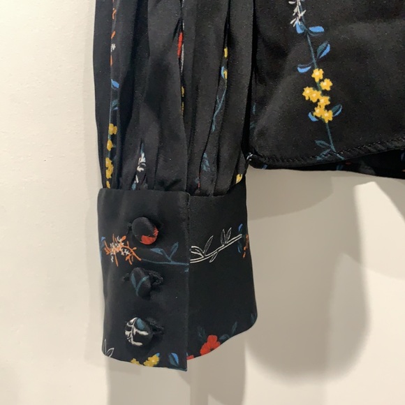 Milly Silk Keyhole & Tie Turtle Neck Blouse - Picture 3 of 10